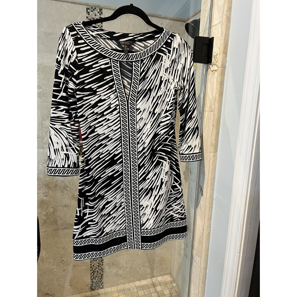 BCBGMAXAZRIA Marilyn Monroe Vibe Sexy Sheath Dress XS Black White CLN63P05 - Picture 7 of 12